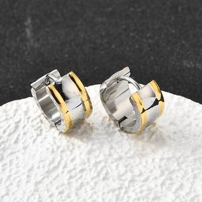 304 Stainless Steel Two Tone Hoop Earrings