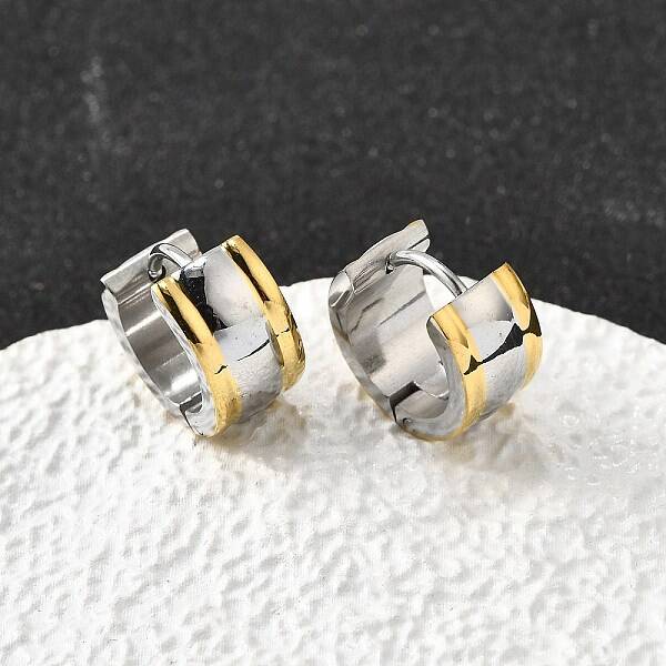 304 Stainless Steel Two Tone Hoop Earrings
