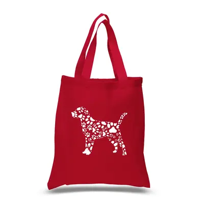 Dog Paw Prints - Small Word Art Tote Bag - Sapphire - SMALL