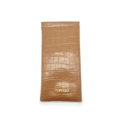 Nude Faux Croco Soft Pouch | Color: Nude | Size: OS