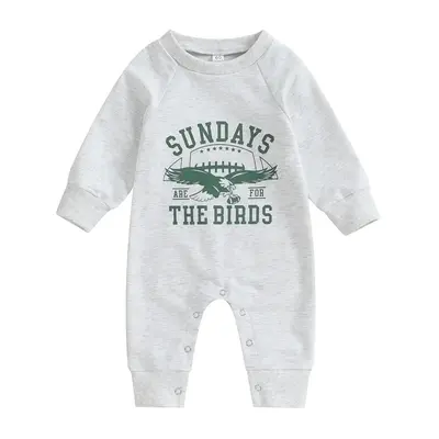 Baby Boys Girls Sundays are for The Birds Eagles Jumpsuit Crew Neck Long Sleeve Romper Fall Newborn Football Outfits