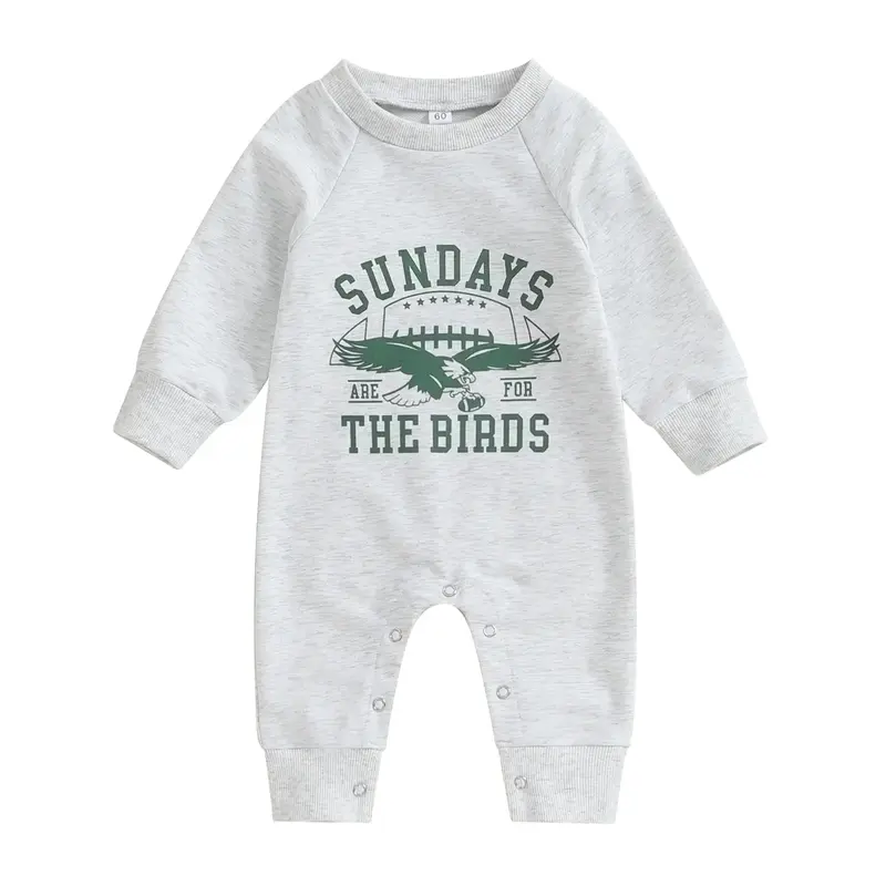 Baby Boys Girls Sundays are for The Birds Eagles Jumpsuit Crew Neck Long Sleeve Romper Fall Newborn Football Outfits