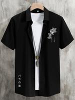 Men's Floral Print Button Front Shirt, Casual Stylish Streetwear Regular Fit Short Sleeve Collared Top, Shirts for Men, Fash...