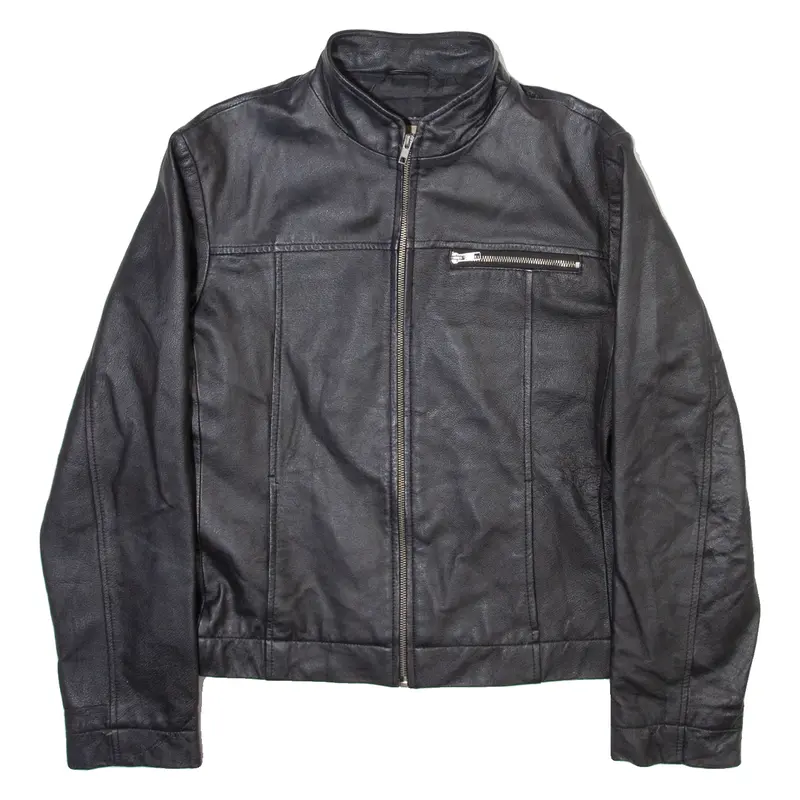 MODERN CLASSICS Womens Biker Jacket Black Leather UK 14