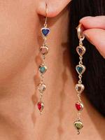Heart Shaped Designed Dangle Earrings, Elegant Rhinestone Decor Hypoallergenic Earrings for Women, Fashionable Jewelry for Pa...