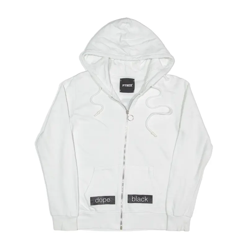 PYREX Dope Black Hoodie White Full Zip Womens S