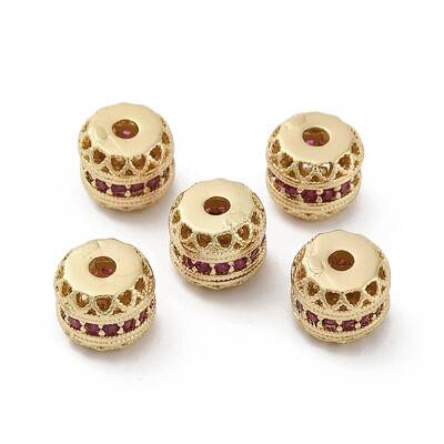 Brass Micro Pave Cubic Zirconia Beads