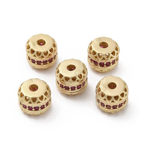 Brass Micro Pave Cubic Zirconia Beads