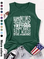 Women's Letter Print Round Neck Tank Top, Casual Sleeveless Top for Summer, Ladies Clothes for Daily Wear, Clothing
