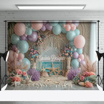Pearl Balloons Summer Coastal Cake Smash Backdrop