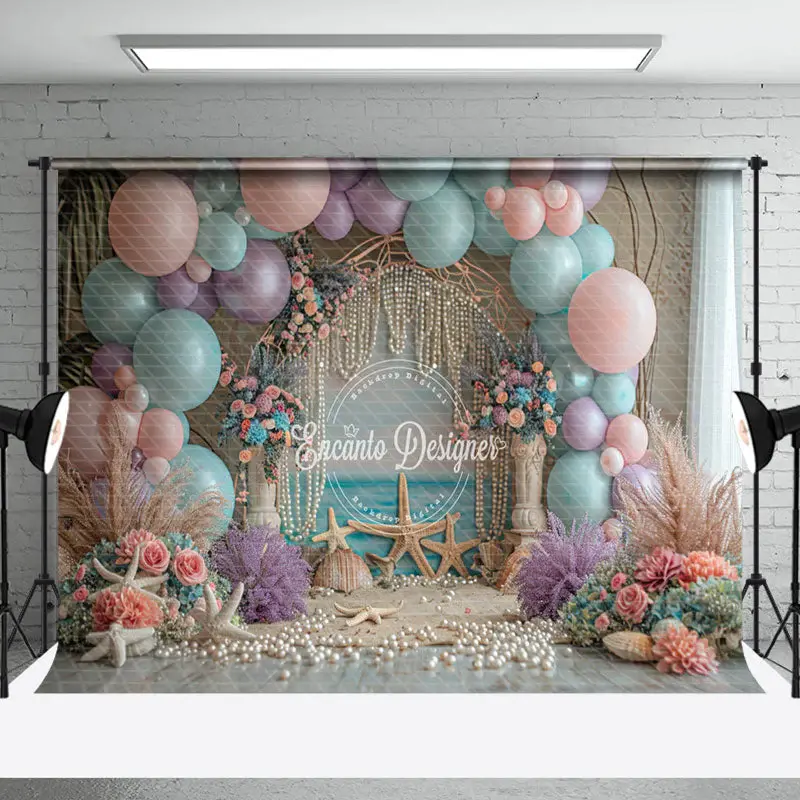 Pearl Balloons Summer Coastal Cake Smash Backdrop