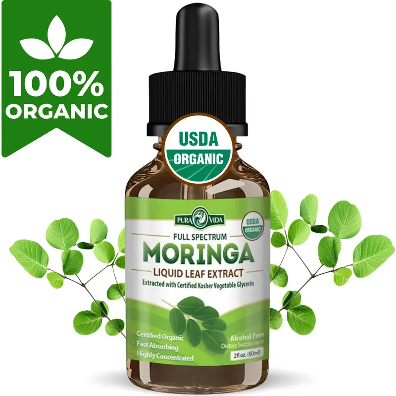 Moringa Extract Drops - Pura Vida  Moringa. Energy, Metabolism, & Immune Support. 2oz. 30 Servings. Supplement Healthcare