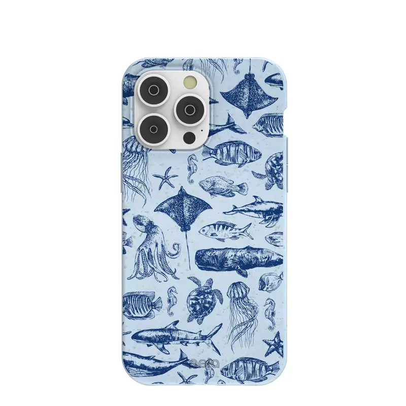 Powder Blue Marine Life iPhone 14 Pro Max Case