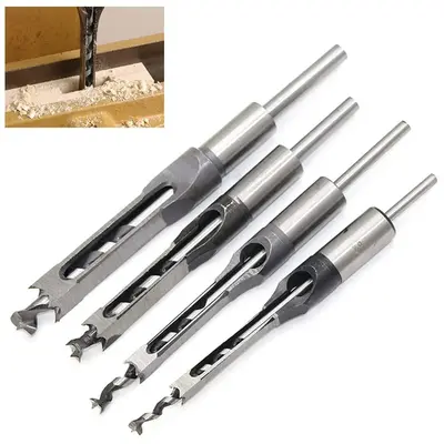 WSOOX Square Hole Drill Bits for Wood, Woodworking Hole Saw Mortising Chisel Drill Bits (Size: 1/4 inch, 5/16 inch, 3/8 inch,...