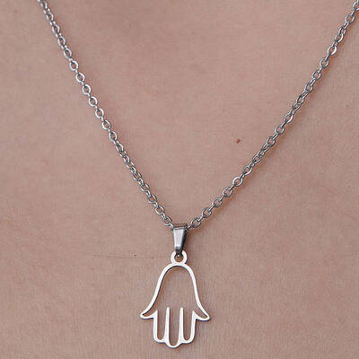 Non-Tarnish 201 Stainless Steel Hamsa Hand Pendant Necklace