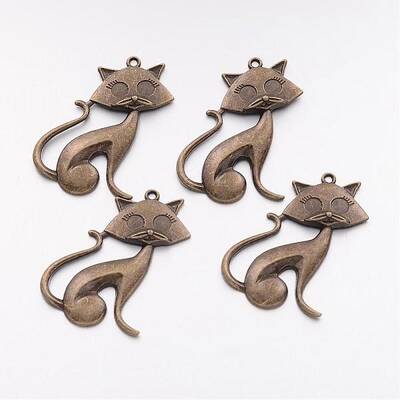 Tibetan Style Alloy Kitten Pendants