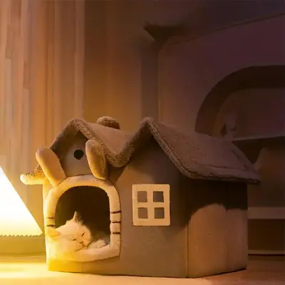 Durable Summer Cat Carrier, House Shaped Pet Bed, Double-top Removable and Washable Dog House, Winter Warm Pet Tent, Cat Prod...