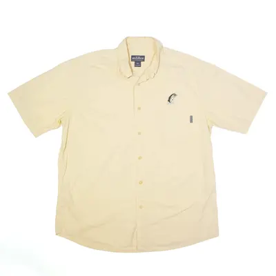 WOOLRICH Trout Shirt Yellow Plain Short Sleeve Mens L