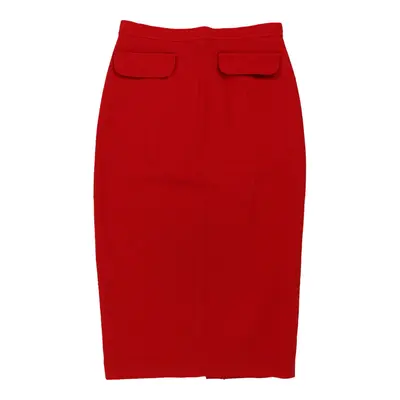 Krizia Midi Pencil Skirt - 32W UK 12 Red Wool