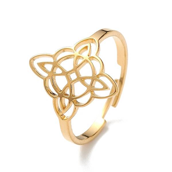Sailor's Knot 304 Stainless Steel Hollow Adjustable Ring for Women