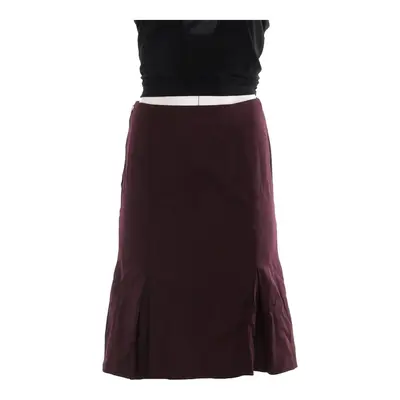 Benetton Midi Skirt - 28W UK 8 Burgundy Virgin Wool