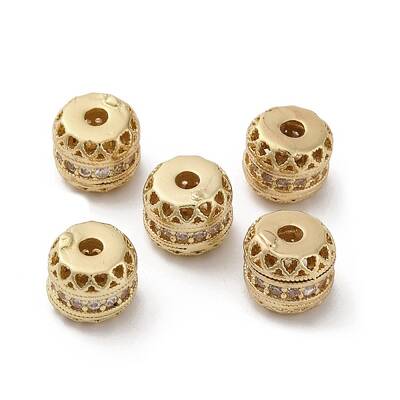 Brass Micro Pave Cubic Zirconia Beads