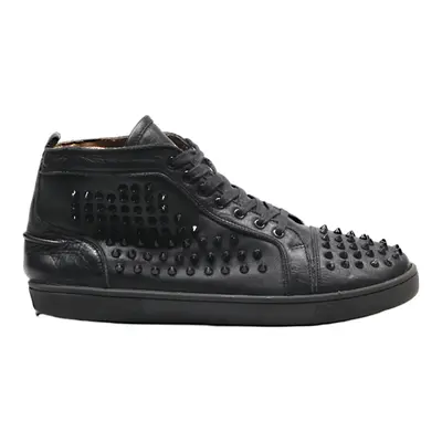 CHRISTIAN LOUBOUTIN STUDDED High Top Trainers Black Leather Mens UK 9