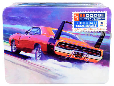 Skill 2 Model Kit 1969 Dodge Charger Daytona USPS (United States Postal Service) Themed Collectible Tin 1/25 Scale Model by A...