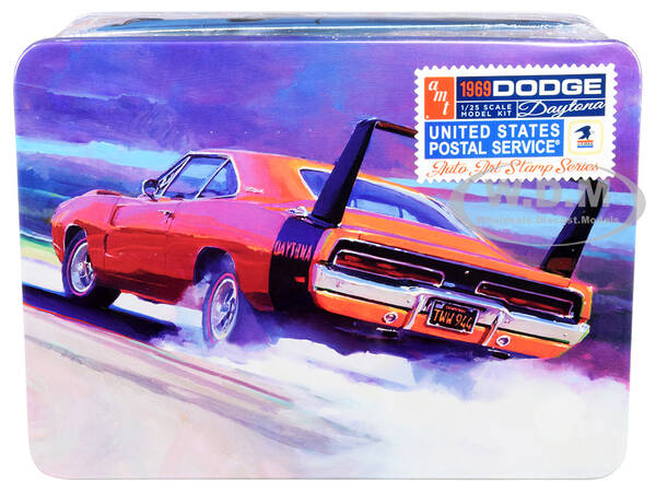 Skill 2 Model Kit 1969 Dodge Charger Daytona USPS (United States Postal Service) Themed Collectible Tin 1/25 Scale Model by A...