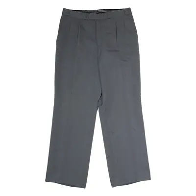 Pleated Mens Trousers Grey Regular Straight 90s Wool W32 L31