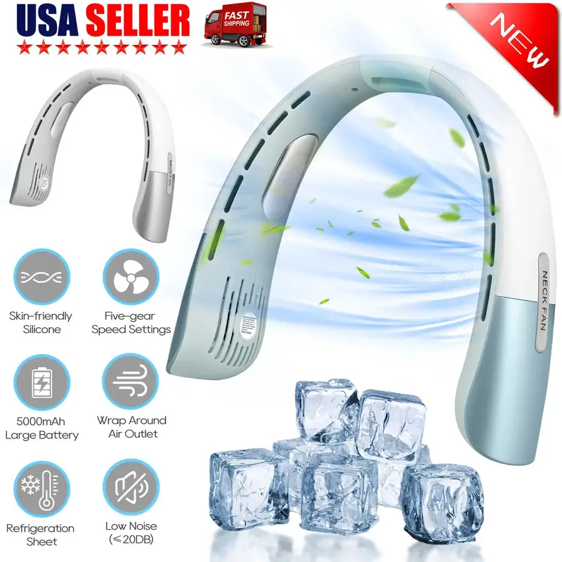 Hands Free Neck Fan! Strong Airflow Cooling for Summer  Portable & Rechargeable USB Fan - Perfect Gift! ️neckfan,portable,s...