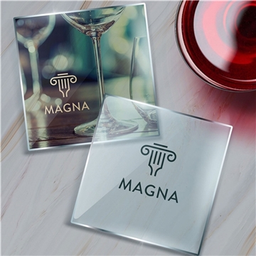 100 Customized Square Glass Coasters: Single - Non-Porous