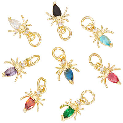 30Pcs Brass Micro Pave Cubic Zirconia Charms