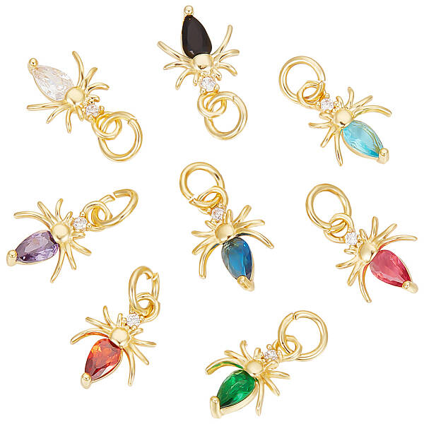 30Pcs Brass Micro Pave Cubic Zirconia Charms