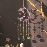 Moon & Butterfly & Flower Design Dream Catcher, Artificial Crystal Hanging Decor, Sun Catcher for Home Garden Window Living R...