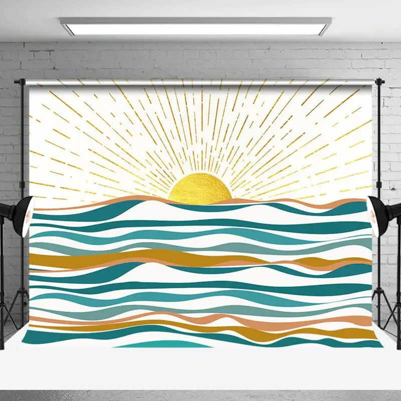 Vintage Sunset Sea Abstract Boho Photoshoot Backdrop - Aperturee