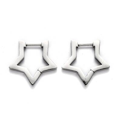 Tarnish Resistant 304 Stainless Steel Star Huggie Hoop Earrings