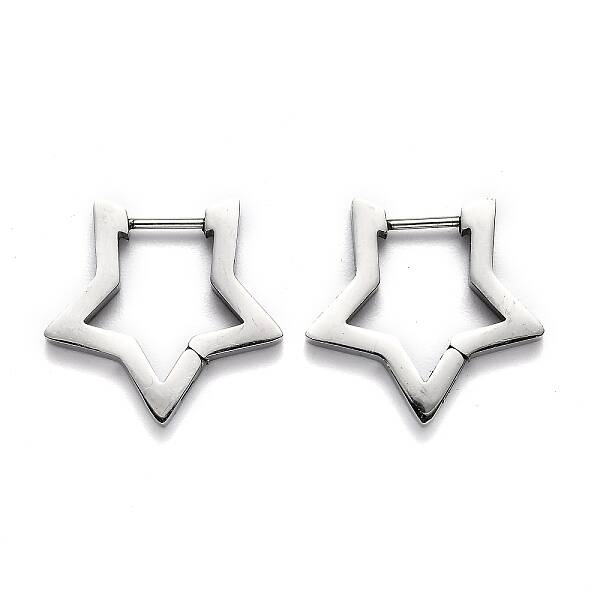 Tarnish Resistant 304 Stainless Steel Star Huggie Hoop Earrings
