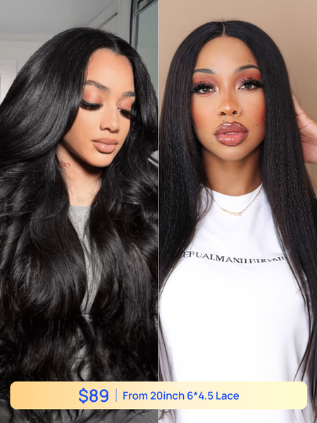 Nadula Flash Sale 6x4.5 Pre-Cut Lace Wig Body Wave And Kinky Straight Put On And Go Wigs
