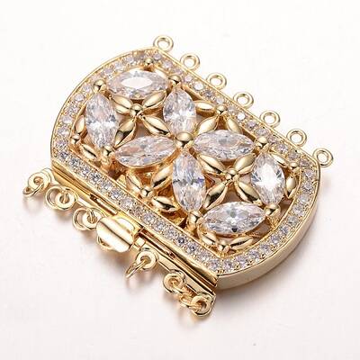 Brass Cubic Zirconia Box Clasps