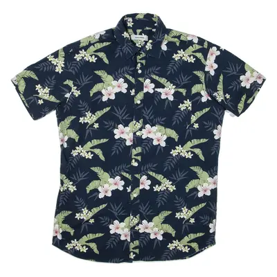 JACK & JONES Mens Hawaiian Shirt Blue Floral M