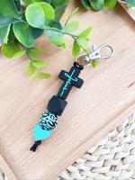 Boho Style Leopard Pattern Heart Design Charms Keychain, Fashionable Silicone Beaded Keychain for Women & Men, Trendy All-mat...