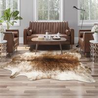 LOCHAS Premium 100% Polyester Cowhide Rug Western Style Animal Print Faux Fur Soft Comfortable Durable Easy to Clean Decor fo...
