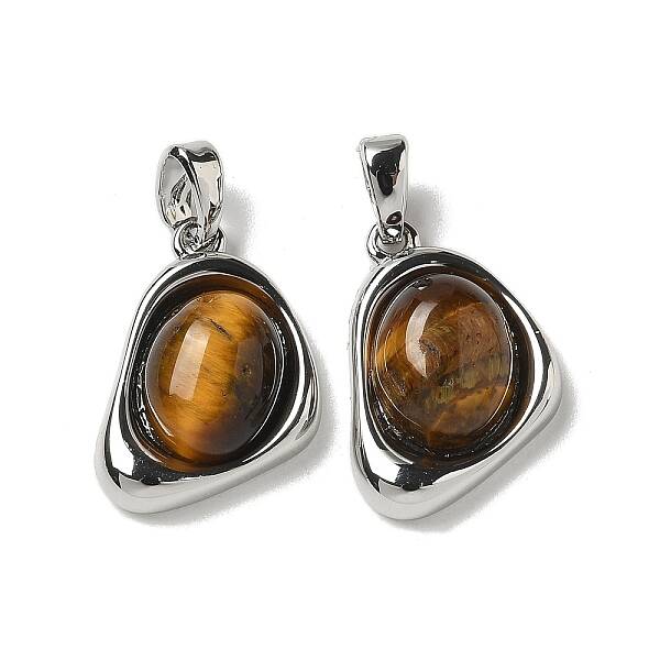 Natural Tiger Eye Teardrop Pendants