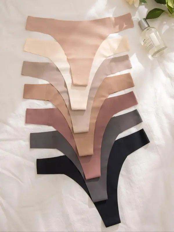 Women's Plain Thong, Casual Seamless Panties, Lady Underwear for All Seasons, Summer Outfits 2024