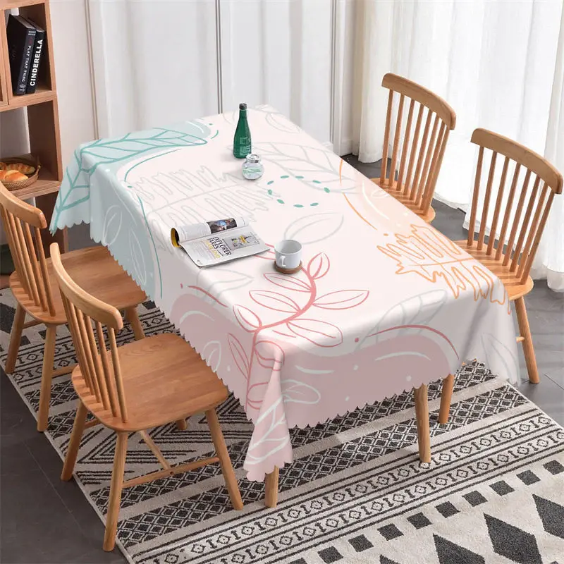 Blue Pink Orange Abstract Print Rectangle Tablecloth - Aperturee