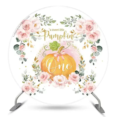 Aperturee Floral Pumpkin Is Turning One Round Birthday Backdrop | Birthday Backdrop Ideas | Round Backdrop Cover Diy | Circle...
