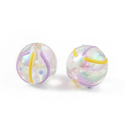UV Plating Rainbow Iridescent Acrylic Enamel Beads