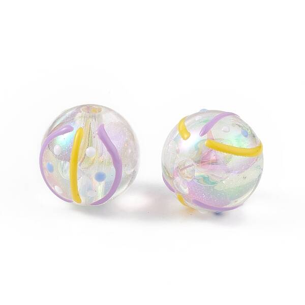 UV Plating Rainbow Iridescent Acrylic Enamel Beads