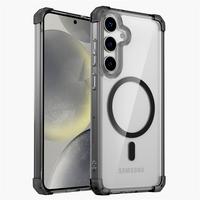 Shockproof Armor Transparent Case For Samsung Galaxy S25 S24 S23 S22 Note 20 Ultra Plus FE S24FE S23FE For Magsafe Charge Cov...